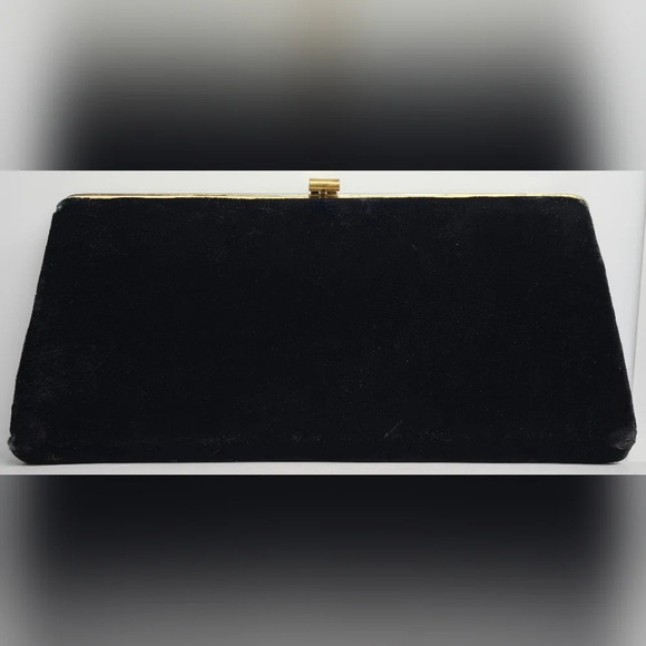 Vintage Black Velvet Clutch Purse - Picture 1 of 12